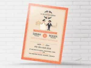 Classic Coral Couple Wedding Invitation