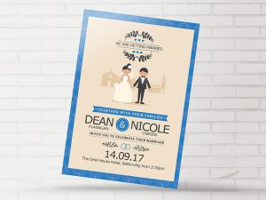Classic Royal Blue Couple Wedding Invitation