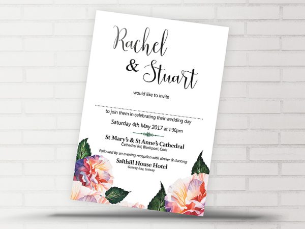 Rachel Floral Wedding Invitation Back