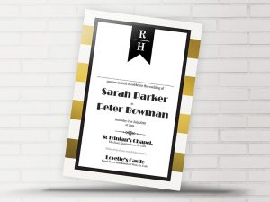 Trinian Gold Stripe Wedding Invitation