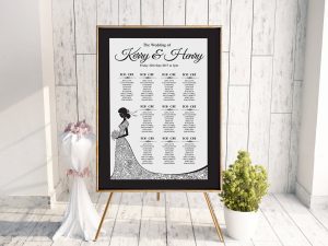 Black & White Bride Dress Table Plan