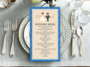 Classic Royal Blue Couple Wedding Menu
