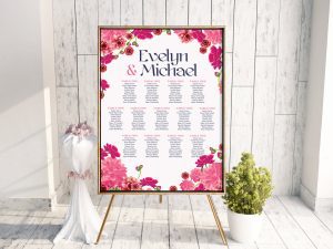 Deep Pink Floral Table Plan