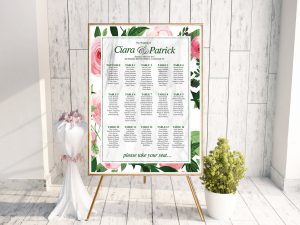 Floral Green & Pink Table Plan