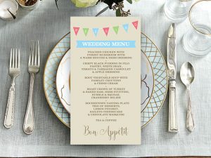 Light Rustic Bunting Wedding Menu