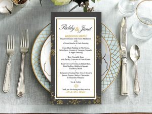 Tis The Season Grey & Gold Wedding Menu