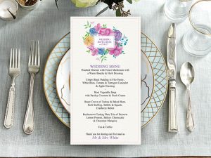 Watercolour Square Wedding Menu