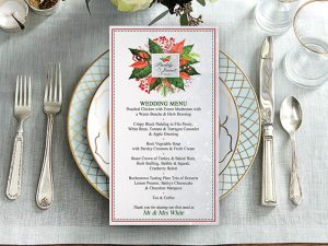 Xmas Holly Floral Wedding Menu