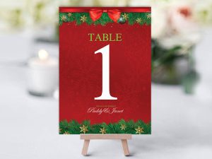 Xmas Holly Wreath Red Table Name