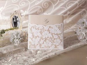 Floral Lace Pocket Laser Cut Wedding Invites