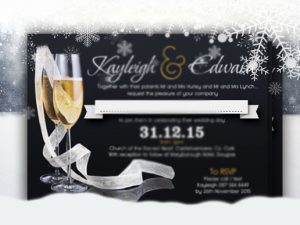 Winter Champagne Wedding Flat Invite