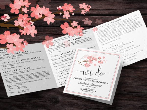 Square Tri Fold Wedding Mass Booklet