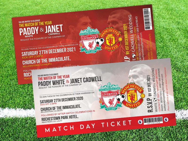 thumbnail image 2 of Wedfest Football Ticket Wedding Invitation Sample Pack - Soccer Themed Invites 2 of 4