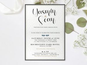 Picture of Yasmin & Sean Invite with thin gold border