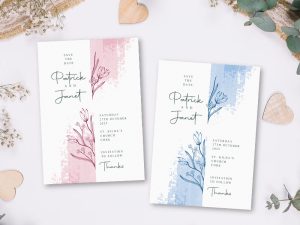 Picture of save the date designs in pink and blue