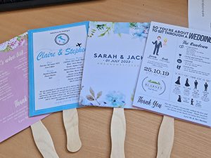 A pic of wedding program fans