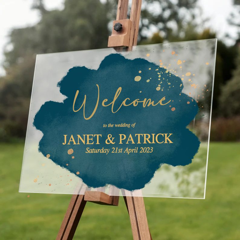 Picture of an acrylic Wedding Welcome Banner