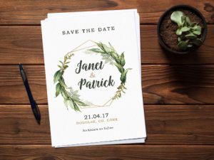 A pic of a Green Floral Save The date