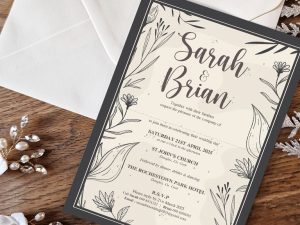Pic of a Black Floral Wedding Invite design