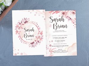Picture of a pink floral invite both sides