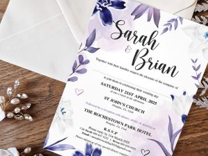 Purple floral invitations
