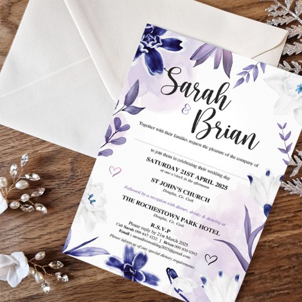 Purple floral invitations